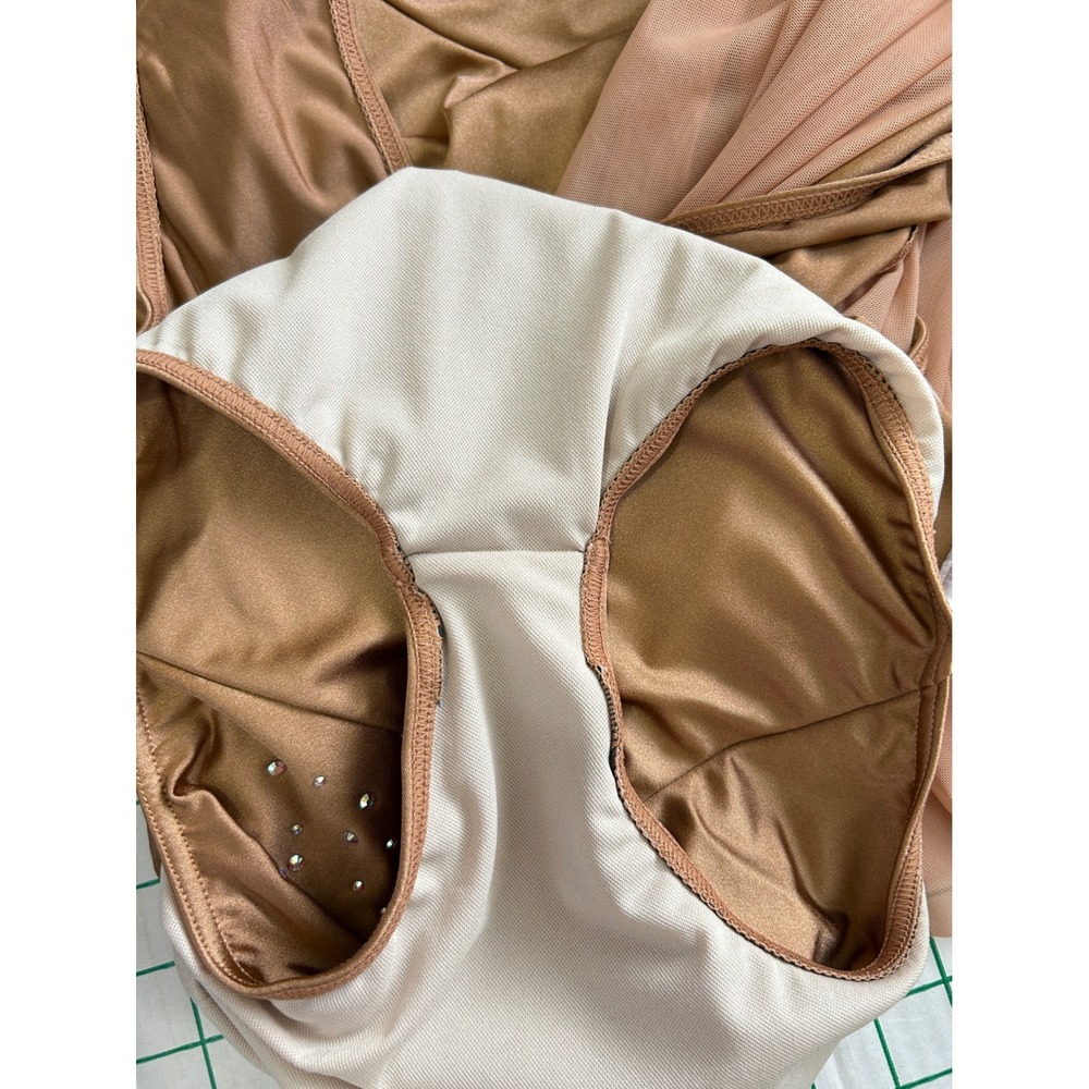 Weissman Bronze Rhinestone Lyrical Dance Costume Mesh Skirt MA Medium Adult - Picture 7 of 15